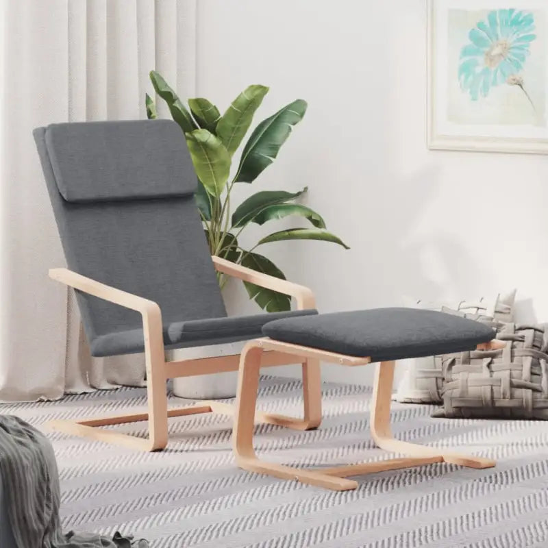 Relaxfauteuil met voetenbank met massief berkenhout en ruime breedte - Donkergrijs / 1 - Fauteuils & Relaxfauteuils