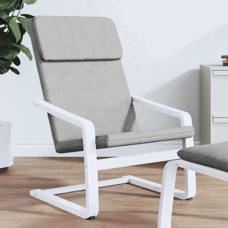 Relaxstoel met massief berkenhout en duurzame stof voor ultiem comfort - Wit en lichtgrijs / 1 - Fauteuils &