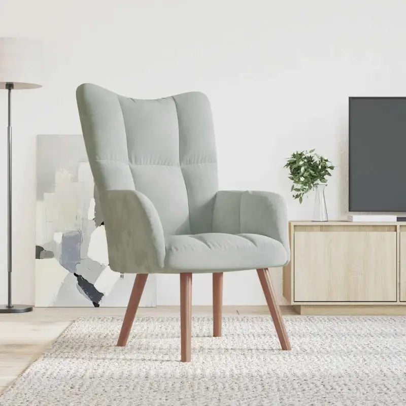 Relaxstoel met voetenbank met blokpatroon voor stijlvol comfort - Lichtgrijs / 1 / Zonder voetensteun - Fauteuils &