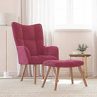 Relaxstoel met voetenbank met blokpatroon voor stijlvol comfort - Wijnrood / 1 / Met voetensteun - Fauteuils &