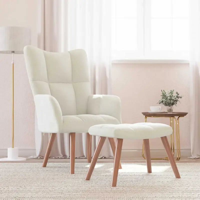 Relaxstoel met voetenbank met blokpatroon voor stijlvol comfort - Wit / 1 / Met voetensteun - Fauteuils & Relaxfauteuils