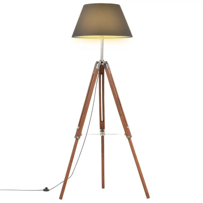 Retro vloerlamp van massief teakhout met vintage ontwerp - Bruin en zwart / 1 - Lampen