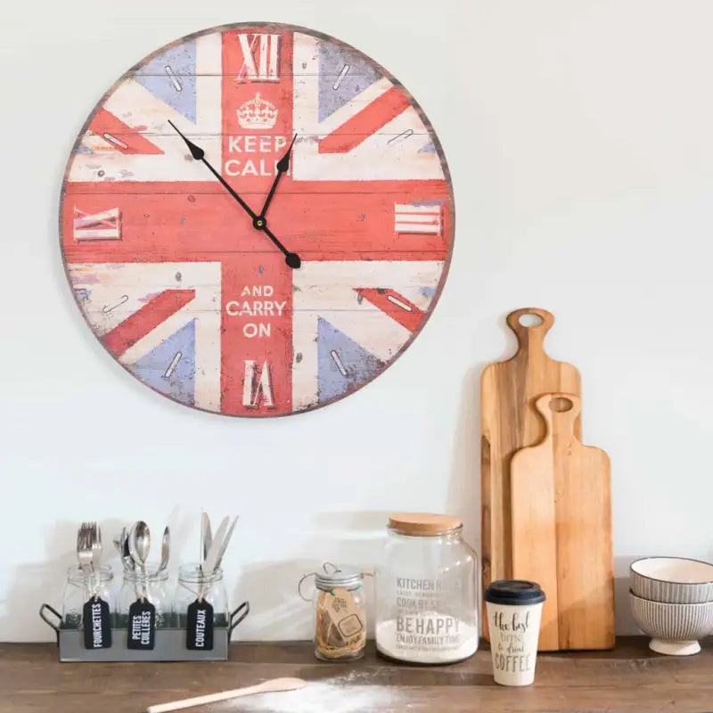 Retro wandklok voor keuken of woonkamer met grote wijzerplaat - Verenigd Koninkrijk / 60 cm - Wandklokken