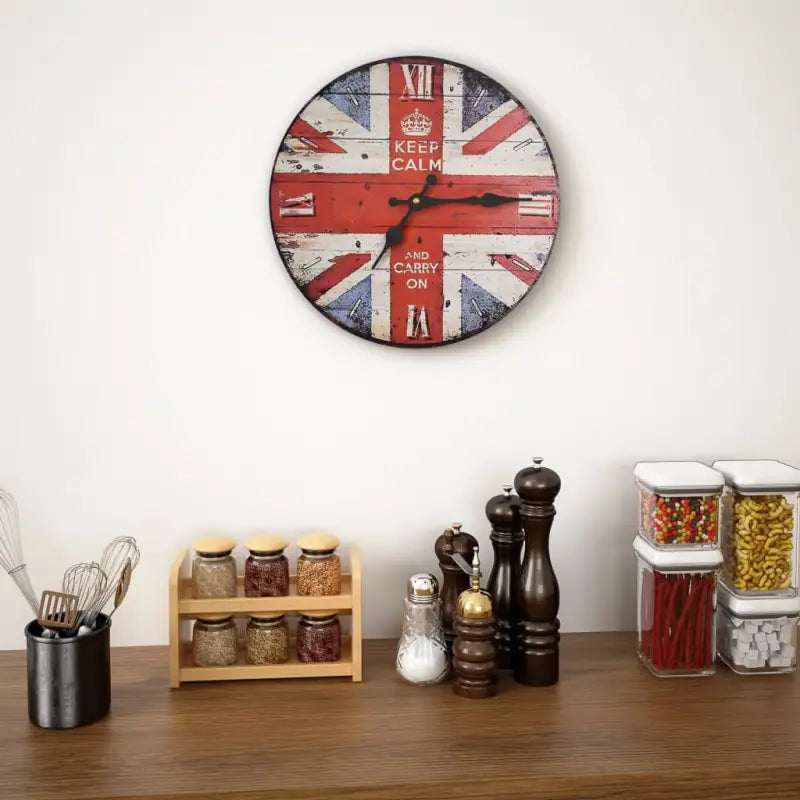 Retro wandklok voor keuken of woonkamer met grote wijzerplaat - Verenigd Koninkrijk / 30 cm - Wandklokken