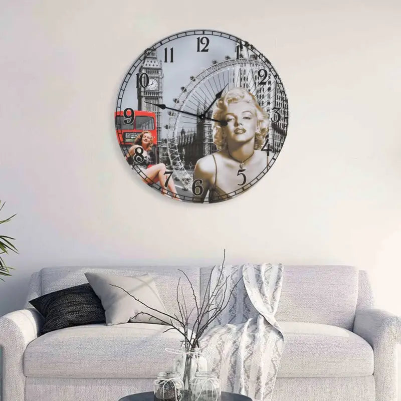 Retro wandklok voor keuken of woonkamer met grote wijzerplaat - Multikleur / 60 cm - Wandklokken