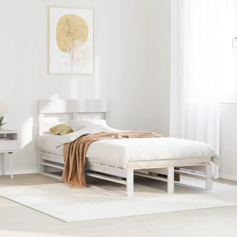 Robuust massief grenenhout bedframe voor een moderne slaapkamer - Wit / 100 x 200 cm - Bedden & bedframes