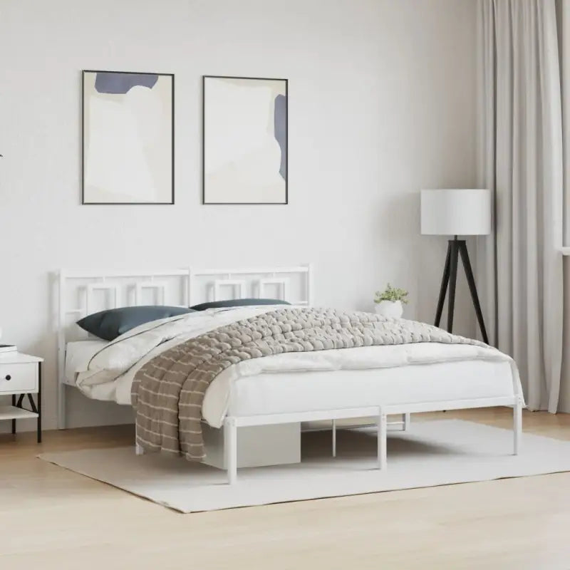 Robuust metalen bedframe met extra opbergruimte en tijdloos design - Wit / 160 x 200 cm / met hoofdbord - Bedden &