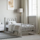 Robuust metalen bedframe met extra opbergruimte en tijdloos design - Wit / 80 x 200 cm / met hoofdbord & voetbord