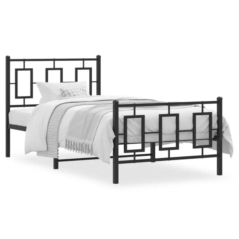 Robuust metalen bedframe met extra opbergruimte en tijdloos design - Zwart / 90 x 190 cm / met hoofdbord & voetbord