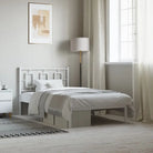 Robuust metalen bedframe met extra opbergruimte en tijdloos design - Wit / 100 x 190 cm / met hoofdbord - Bedden &