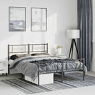 Robuust metalen bedframe met extra opbergruimte en tijdloos design - Zwart / 135 x 190 cm / met hoofdbord & voetbord