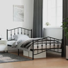Robuust metalen bedframe met extra opbergruimte en tijdloos ontwerp - Zwart / 107 x 203 cm / met hoofdbord & voetbord