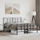 Robuust metalen bedframe met extra opbergruimte en tijdloos ontwerp - Zwart / 135 x 190 cm / met hoofdbord & voetbord