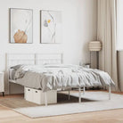 Robuust metalen bedframe met metalen latten en extra opbergruimte - Wit / 160 x 200 cm / met hoofdbord - Bedden &