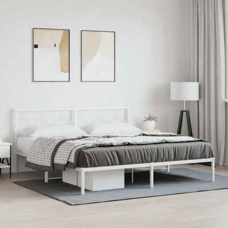 Robuust metalen bedframe met tijdloos design en extra opbergruimte - Wit / 180 x 200 cm / met hoofdbord - Bedden &