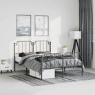 Robuust metalen bedframe met tijdloos design en extra opbergruimte - Zwart / 135 x 190 cm / met hoofdbord & voetbord