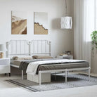 Robuust metalen bedframe met tijdloos design en extra opbergruimte - Wit / 135 x 190 cm / met hoofdbord - Bedden &