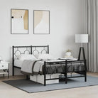 Robuust metalen bedframe met tijdloos design en extra opbergruimte - Zwart / 120 x 200 cm / met hoofdbord & voetbord