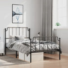 Robuust metalen bedframe met tijdloos design en extra opbergruimte - Zwart / 100 x 200 cm / met hoofdbord & voetbord