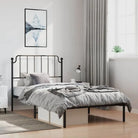 Robuust metalen bedframe met tijdloos design en extra opbergruimte - Zwart / 100 x 190 cm / met hoofdbord - Bedden &