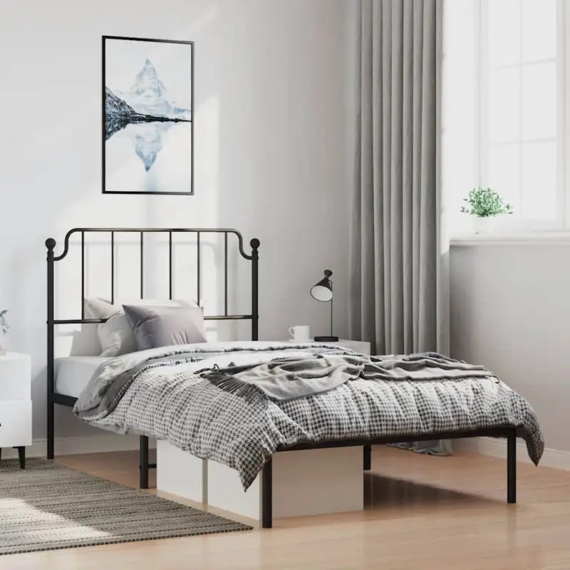 Robuust metalen bedframe met tijdloos design en extra opbergruimte - Zwart / 100 x 190 cm / met hoofdbord - Bedden &