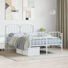 Robuust metalen bedframe met tijdloos design en extra opbergruimte - Wit / 120 x 200 cm / met hoofdbord & voetbord
