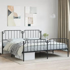 Robuust metalen bedframe met tijdloos design en extra opbergruimte - Zwart / 200 x 200 cm / met hoofdbord & voetbord