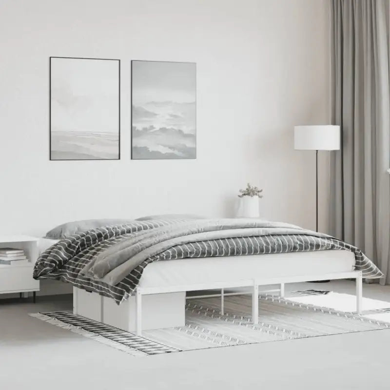 Robuust metalen bedframe met vierkante buizen en extra opbergruimte - Wit / 180 x 200 cm - Bedden & bedframes