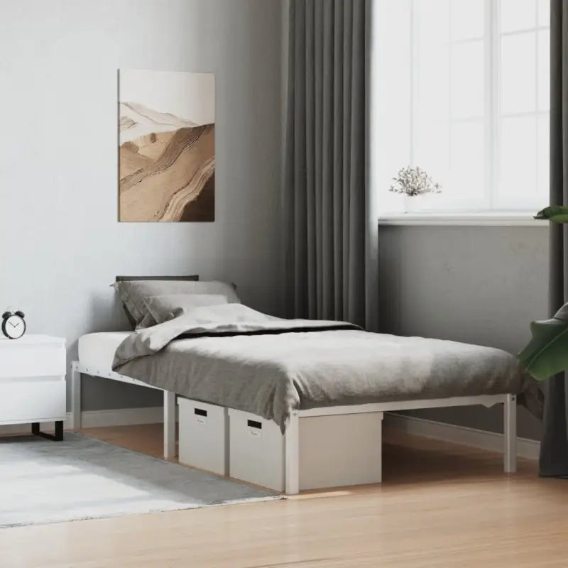 Robuust metalen bedframe met vierkante buizen en extra opbergruimte - Wit / 100 x 200 cm - Bedden & bedframes