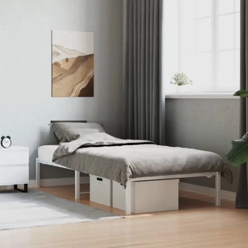 Robuust metalen bedframe met vierkante buizen en extra opbergruimte - Wit / 90 x 190 cm - Bedden & bedframes