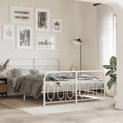 Robuust metalen latten bedframe met elegant design en extra opbergruimte - Wit / 135 x 190 cm / met hoofdbord &