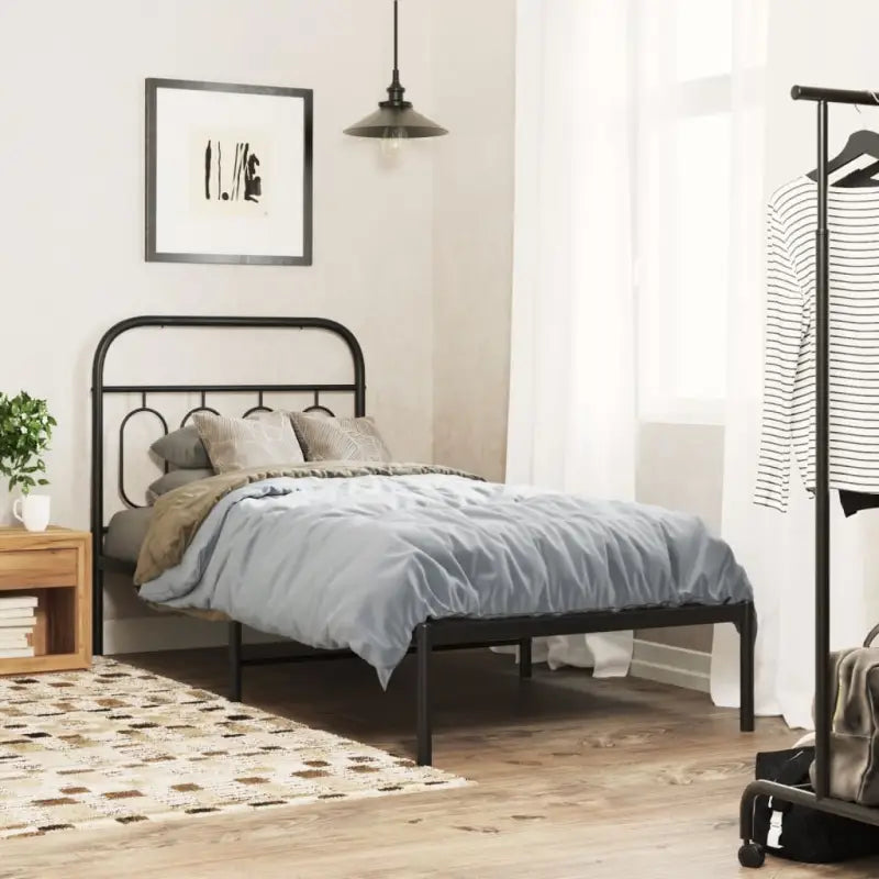 Robuust metalen latten bedframe met elegant design en extra opbergruimte - Zwart / 80 x 200 cm / met hoofdbord - Bedden
