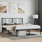 Robuust metalen latten bedframe met elegant ontwerp en extra opbergruimte - Zwart / 140 x 200 cm / met hoofdbord