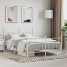 Robuust metalen latten bedframe met extra opbergruimte - Wit / 140 x 190 cm / met hoofdbord & voetbord - Bedden &