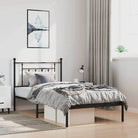 Robuust metalen latten bedframe met extra opbergruimte - Zwart / 100 x 190 cm / met hoofdbord - Bedden & bedframes