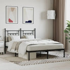 Robuust metalen latten bedframe met extra opbergruimte - Zwart / 140 x 200 cm / met hoofdbord - Bedden & bedframes