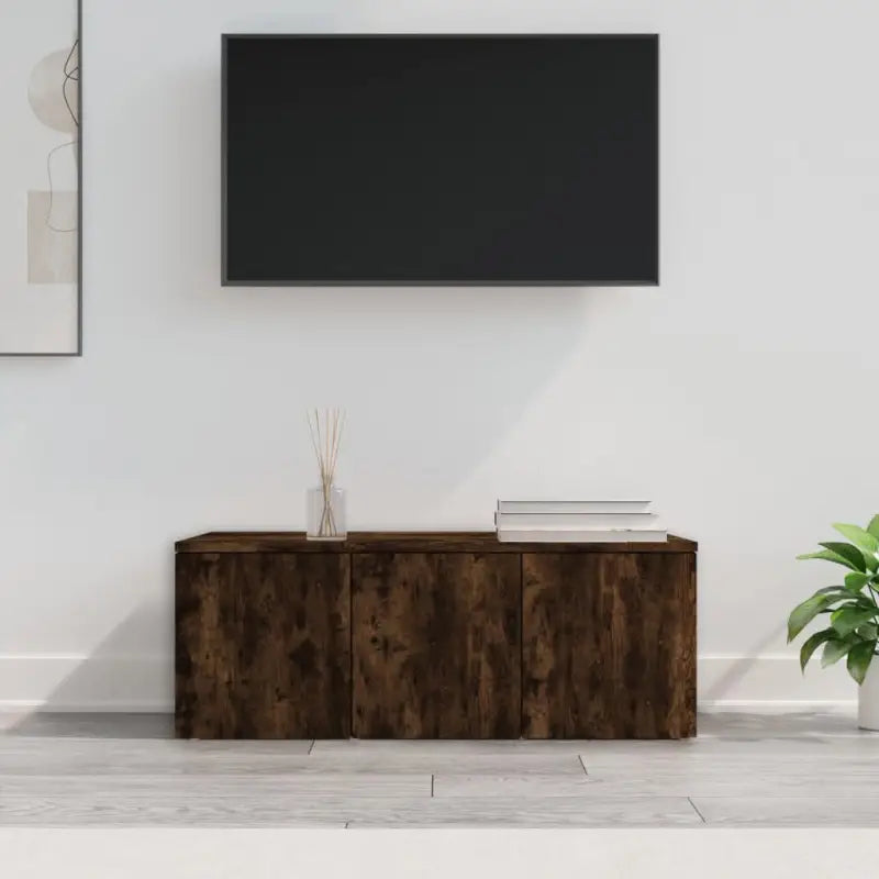 Robuust tv-meubel in klassieke stijl van bewerkt hout - Gerookt eiken / 1 - Tv-meubels