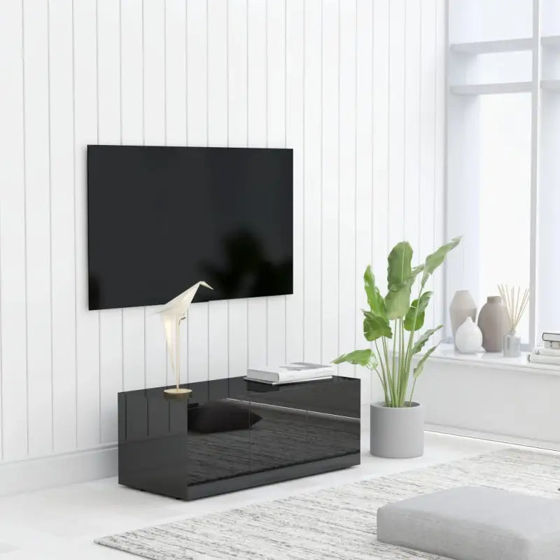 Robuust tv-meubel in klassieke stijl van bewerkt hout - Hoogglans zwart / 1 - Tv-meubels