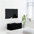 Robuust tv-meubel in klassieke stijl van bewerkt hout - Zwart / 1 - Tv-meubels