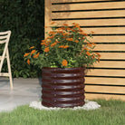 Robuuste Bloempot van Gepoedercoat Staal voor Tuin en Balkon - Bruin / 40 x 40 x 36 cm / 1 - Bloempotten & plantenbakken