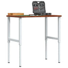 Robuuste werkbank met massief eikenhout en groot werkgebied - Donkerbruin en wit / 100 x 60 x (71.5-98) cm / 1