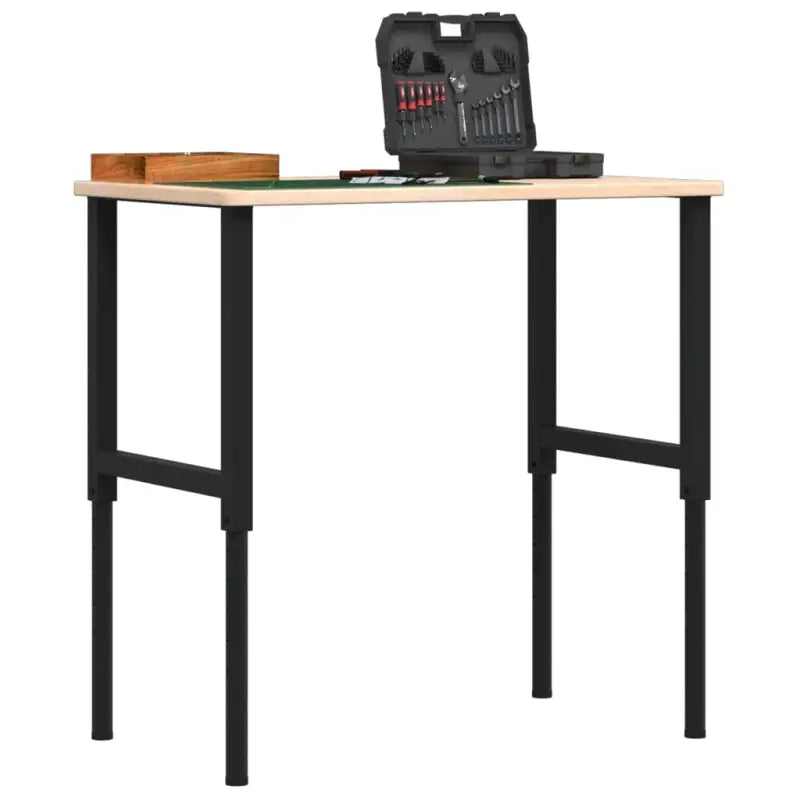 Robuuste werkbank met massief eikenhout en groot werkgebied - Bruin en zwart / 100 x 60 x (71.5-98) cm / 1 - Werkbanken