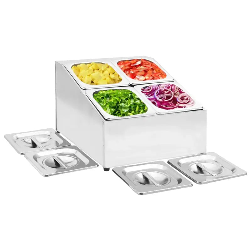 Roestvrij staal houders en rekken voor keukenbenodigdheden met bijpassende deksels - 40 x 34 x 25 cm - Houders & rekken