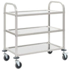 Roestvrijstalen keuken trolley voor serveren en transport op feestjes - 95 x 45 x 83.5 cm (3 lagen) - Keukentrolleys