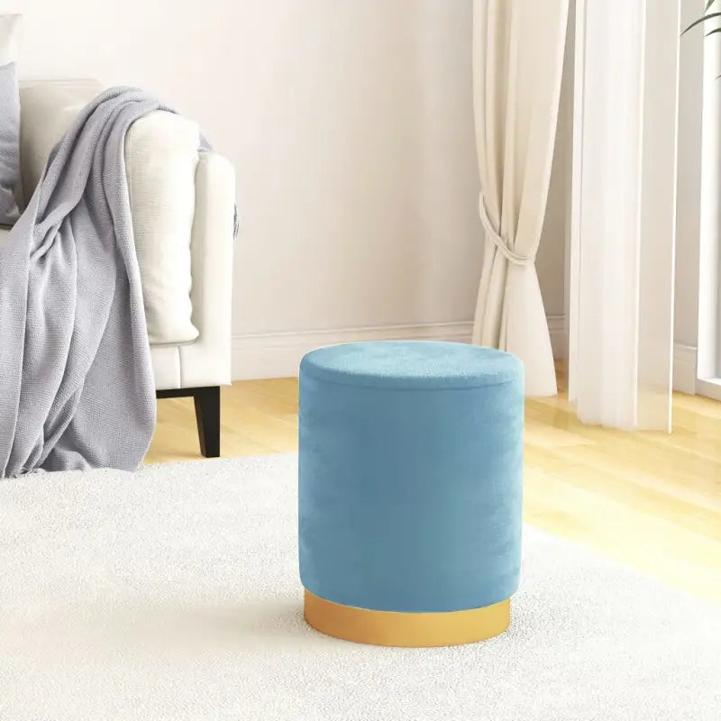 Ronde fluwelen hocker met opbergruimte voor comfortabel en praktisch gebruik - lichtblauw / 1 / Fluweel - Klapstoelen &