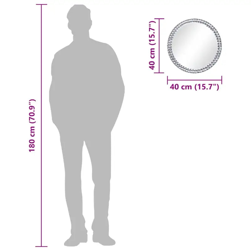 Ronde wandspiegel met acryl kristal rand van gehard glas - Spiegels