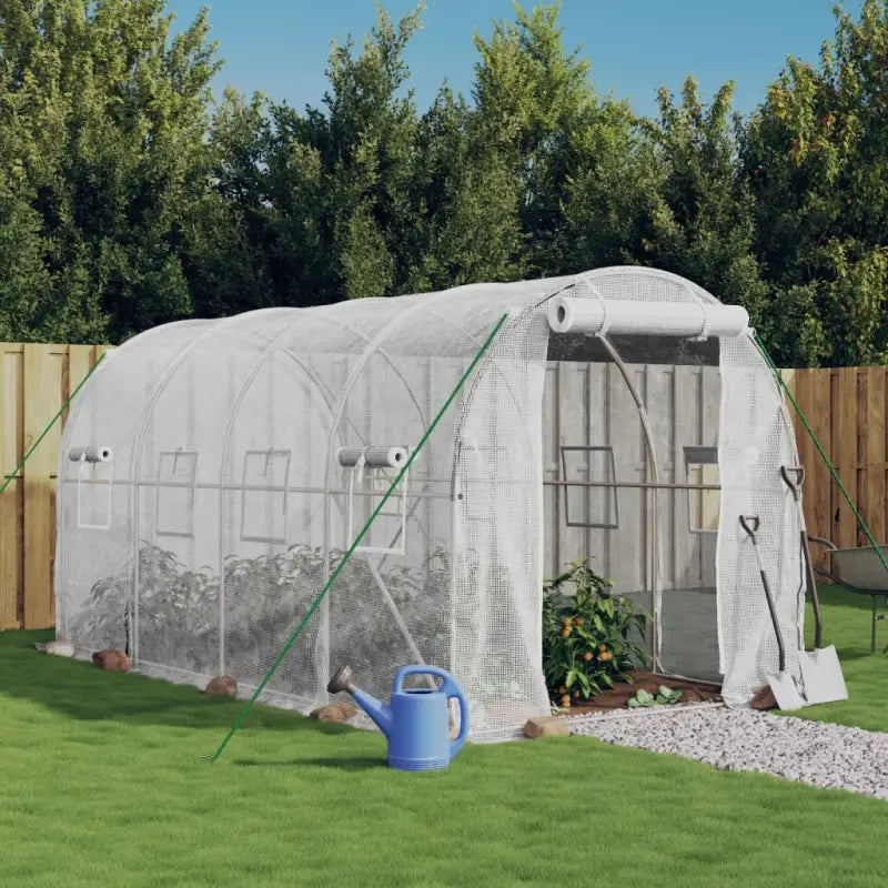 Ruime tuinkas voor planten en groenten van duurzaam polyethyleen - Wit / 4 x 2 x 2 m / 1 - Tuinkassen