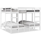 Ruimtebesparende oplossing voor meerdere kinderen met massief grenenhout - Wit / 160 x 200/80 x 160 cm - Bedden &