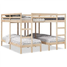 Ruimtebesparende oplossing voor meerdere kinderen met massief grenenhout - Naturel / 200 x 200/80 x 200 cm - Bedden &