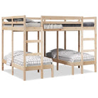 Ruimtebesparende oplossing voor meerdere kinderen met massief grenenhout - Naturel / 140 x 200/70 x 140 cm - Bedden &